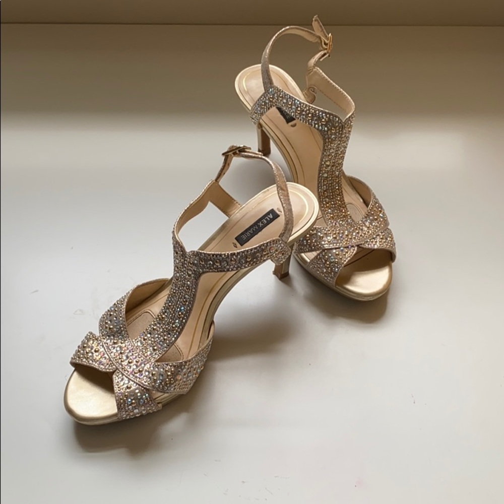 Alex Marie Gold Sparkle Dress 3in Heels